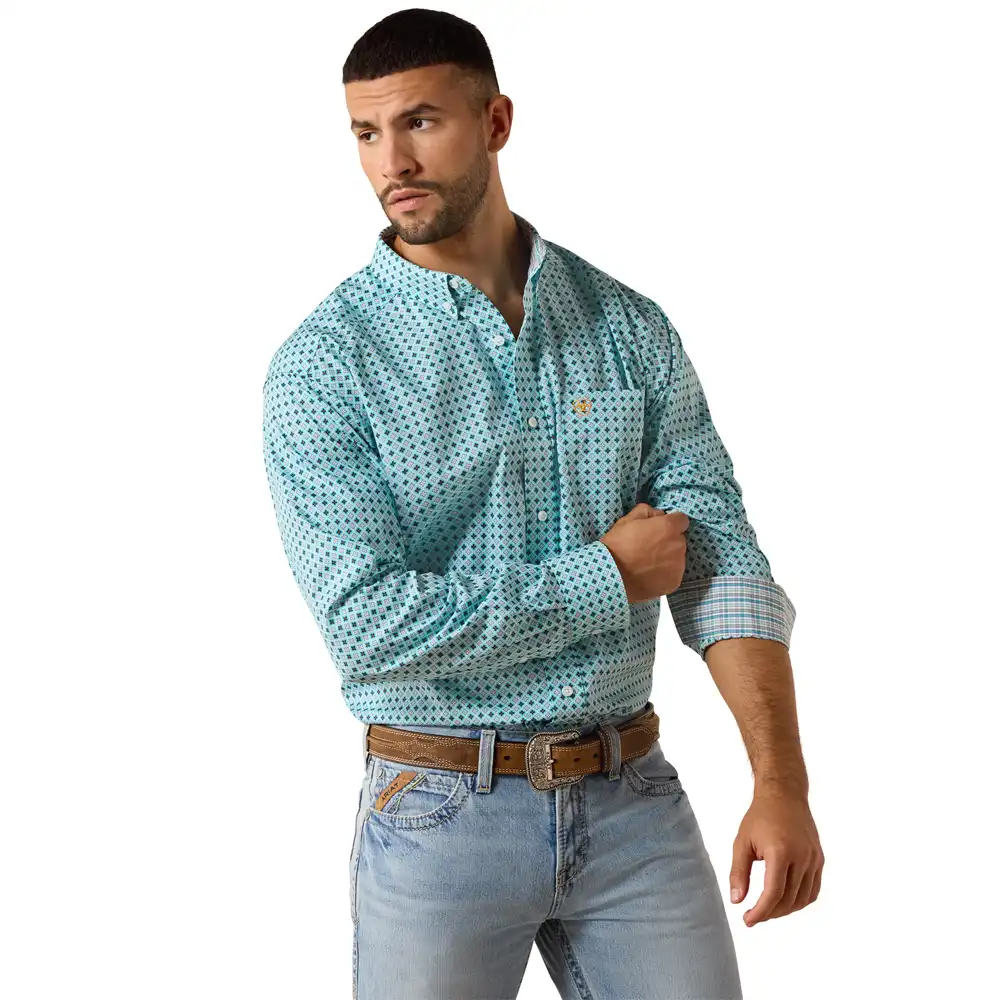 ariat men's long sleeve shirt blue