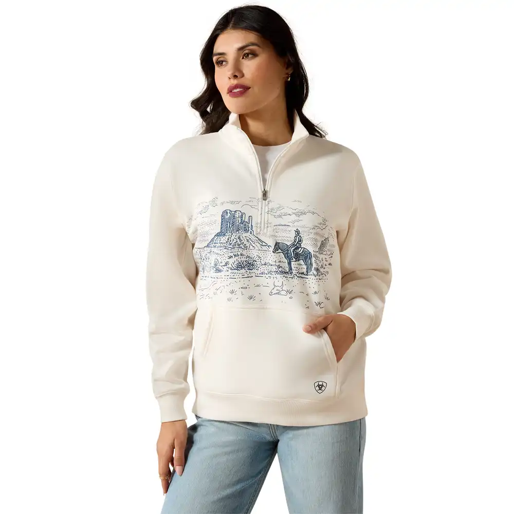 ariat women's 1/2 zip sweatshirt sea salt