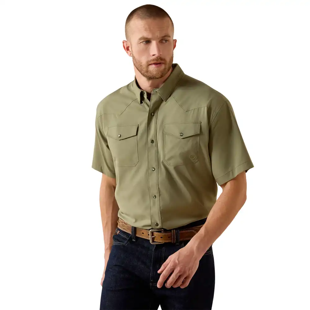ariat men's short sleeve shirt green