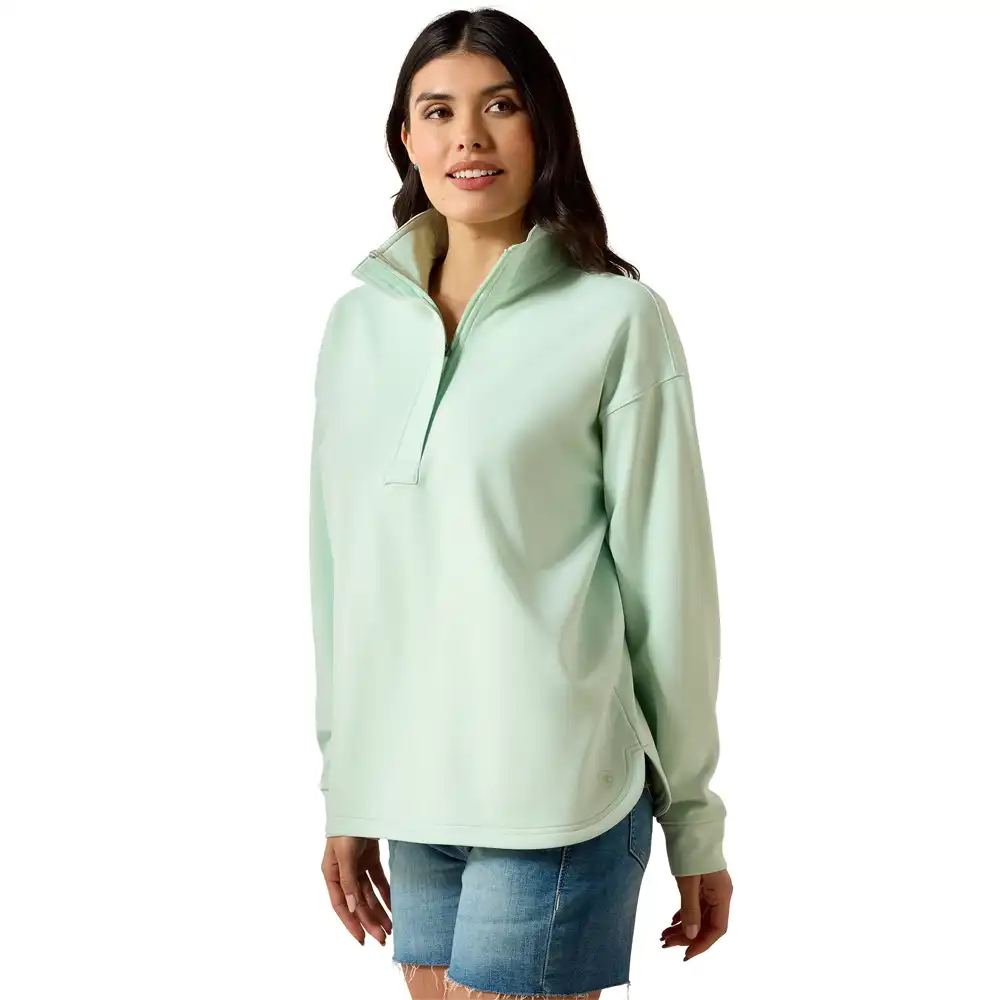 ariat women's 1/2 zip sweatshirt dusty aqua