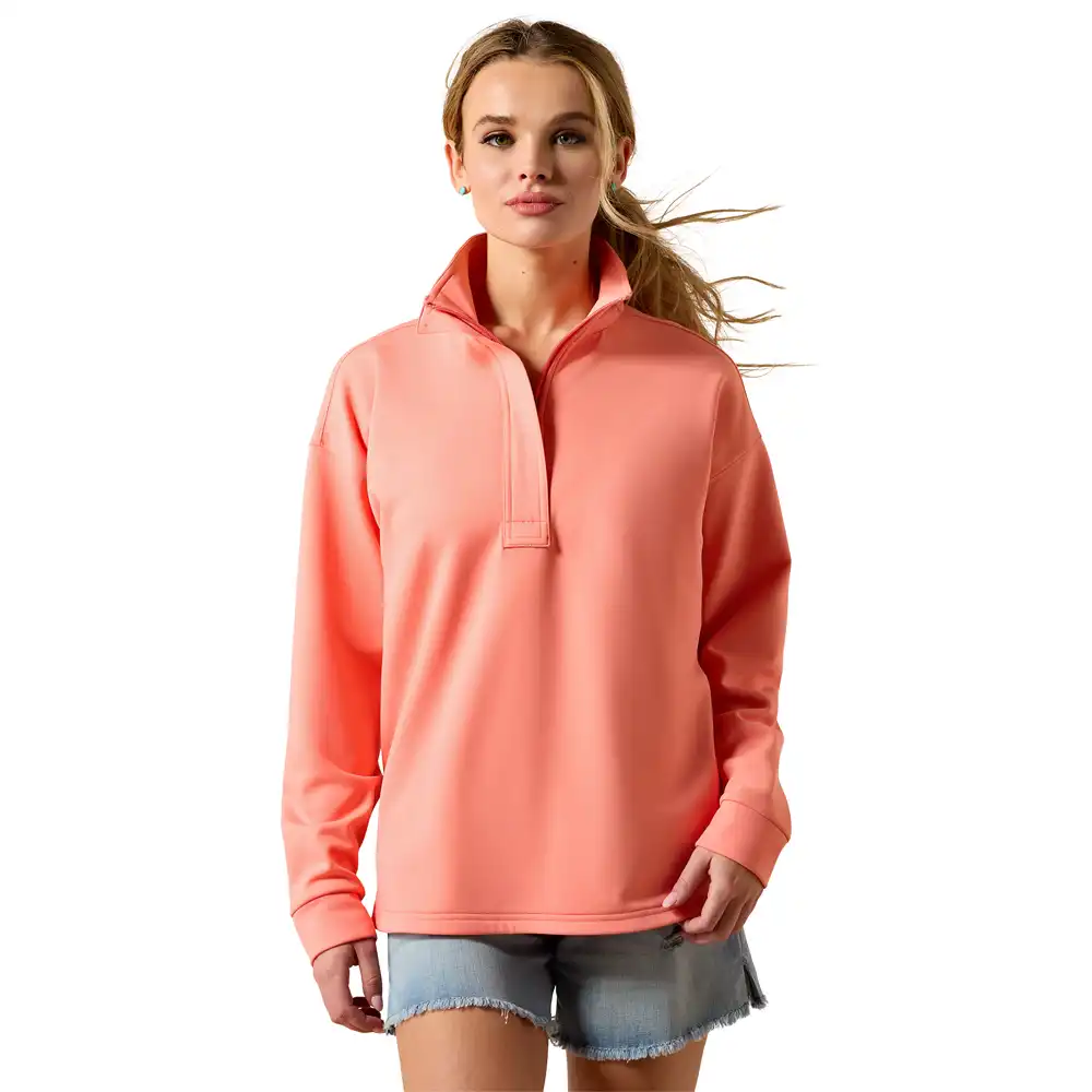 ariat women's 1/4 zip pullover pink