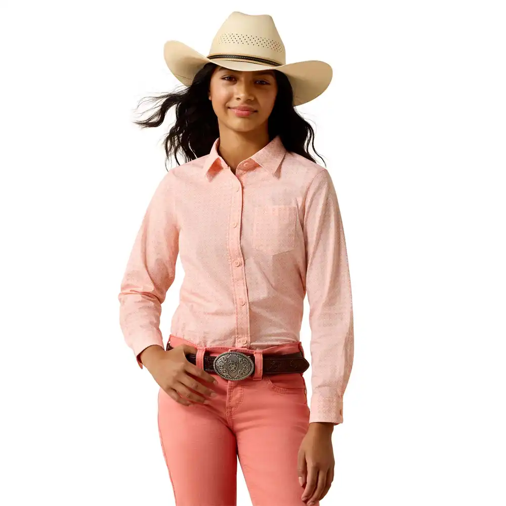 ariat girl's long sleeve shirt coral