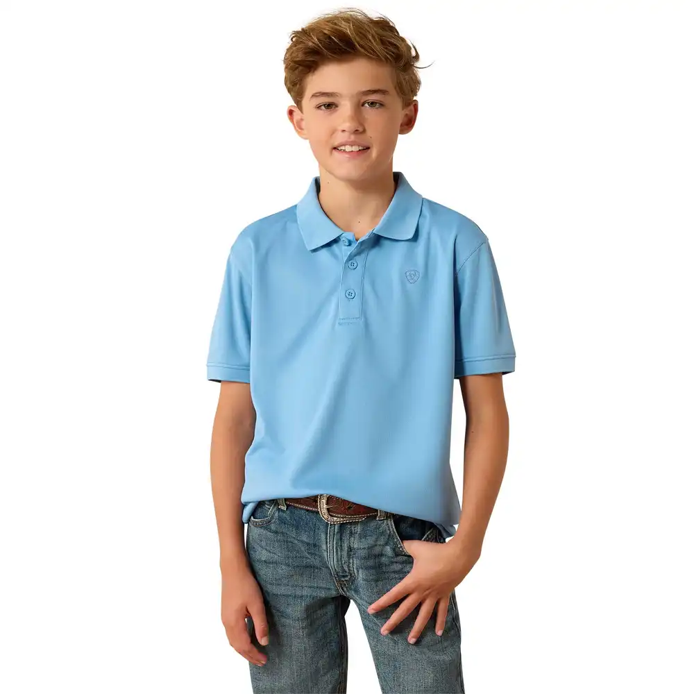 ariat boy's polo light blue