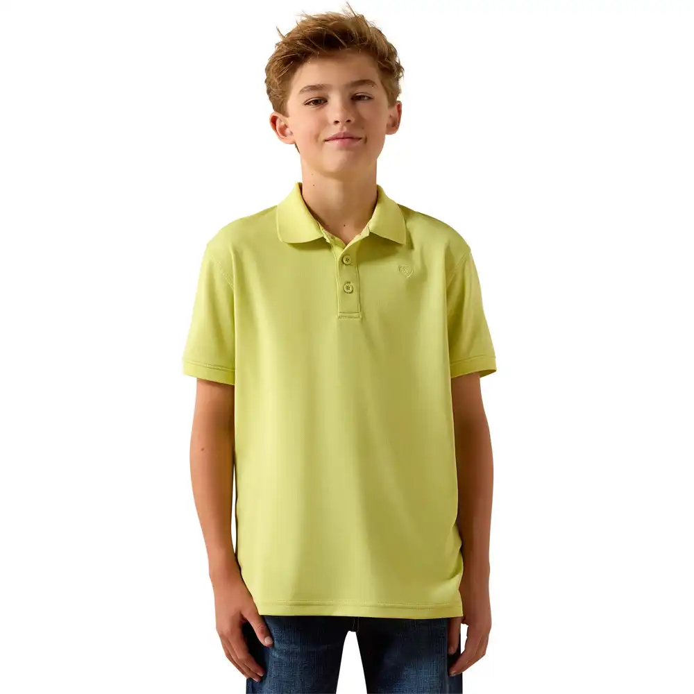 ariat boy's lime green polo