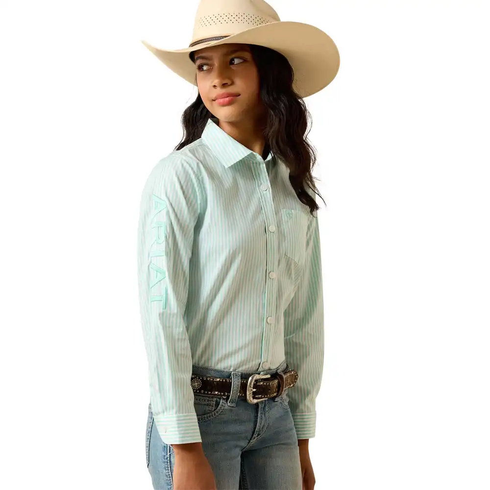 ariat girl's long sleeve shirt green