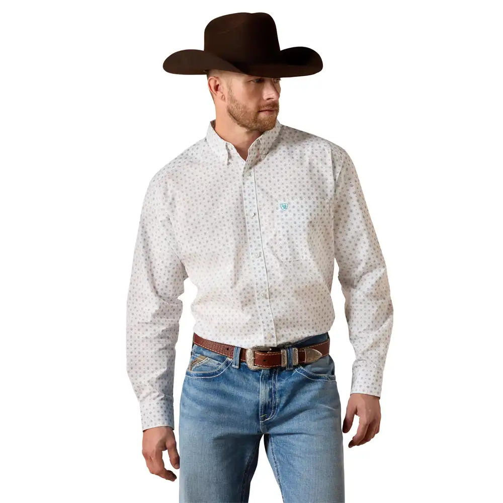 ariat men's long sleeve shirt white