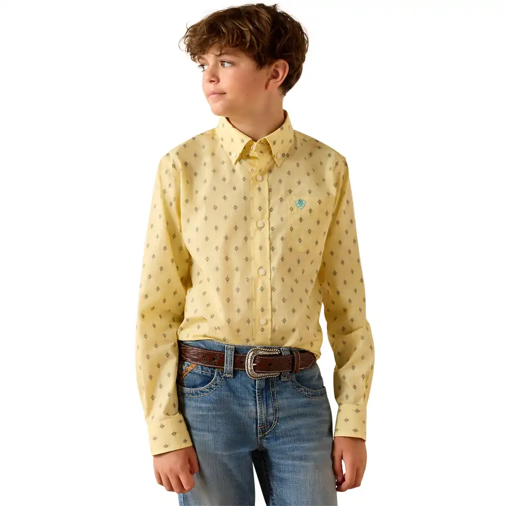 ariat boy's long sleeve shirt gold