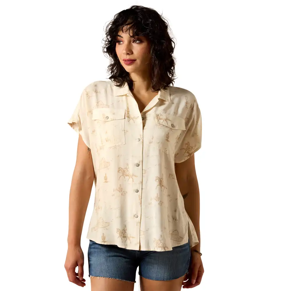 ariat women's short sleeve shirt cream
