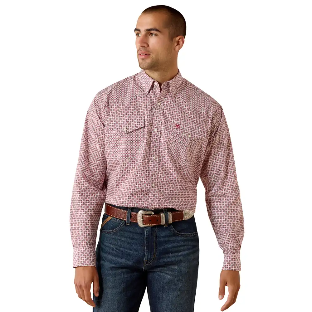 ariat men's long sleeve shirt red