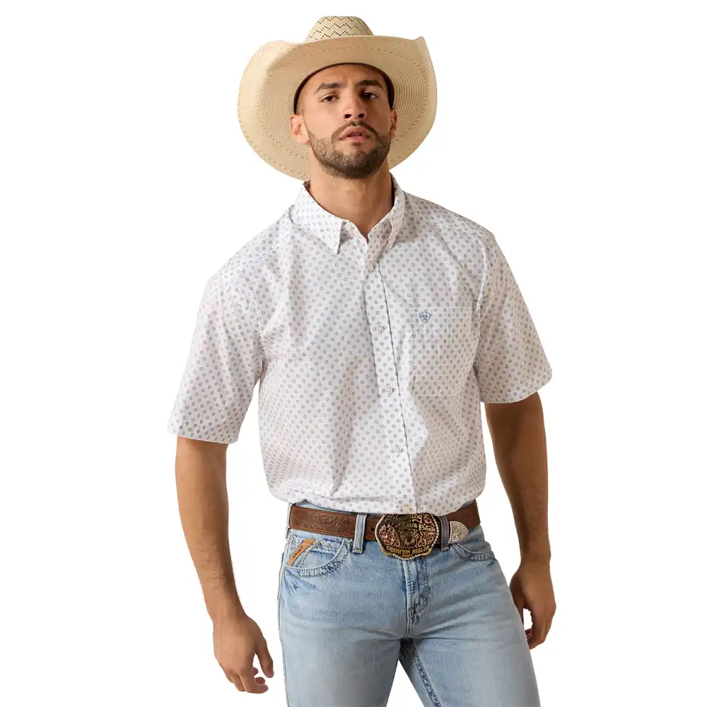 ariat men's short sleeve shirt white