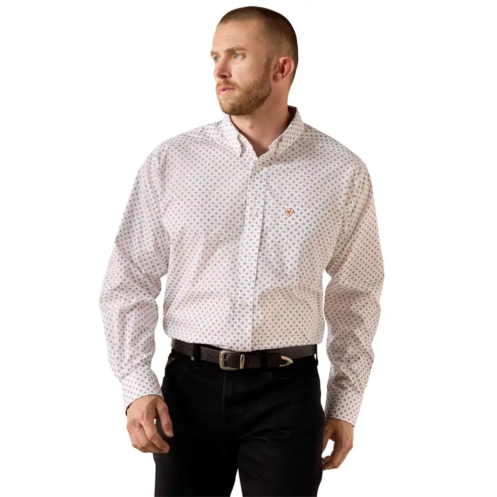 ariat men's long sleeve shirt off white