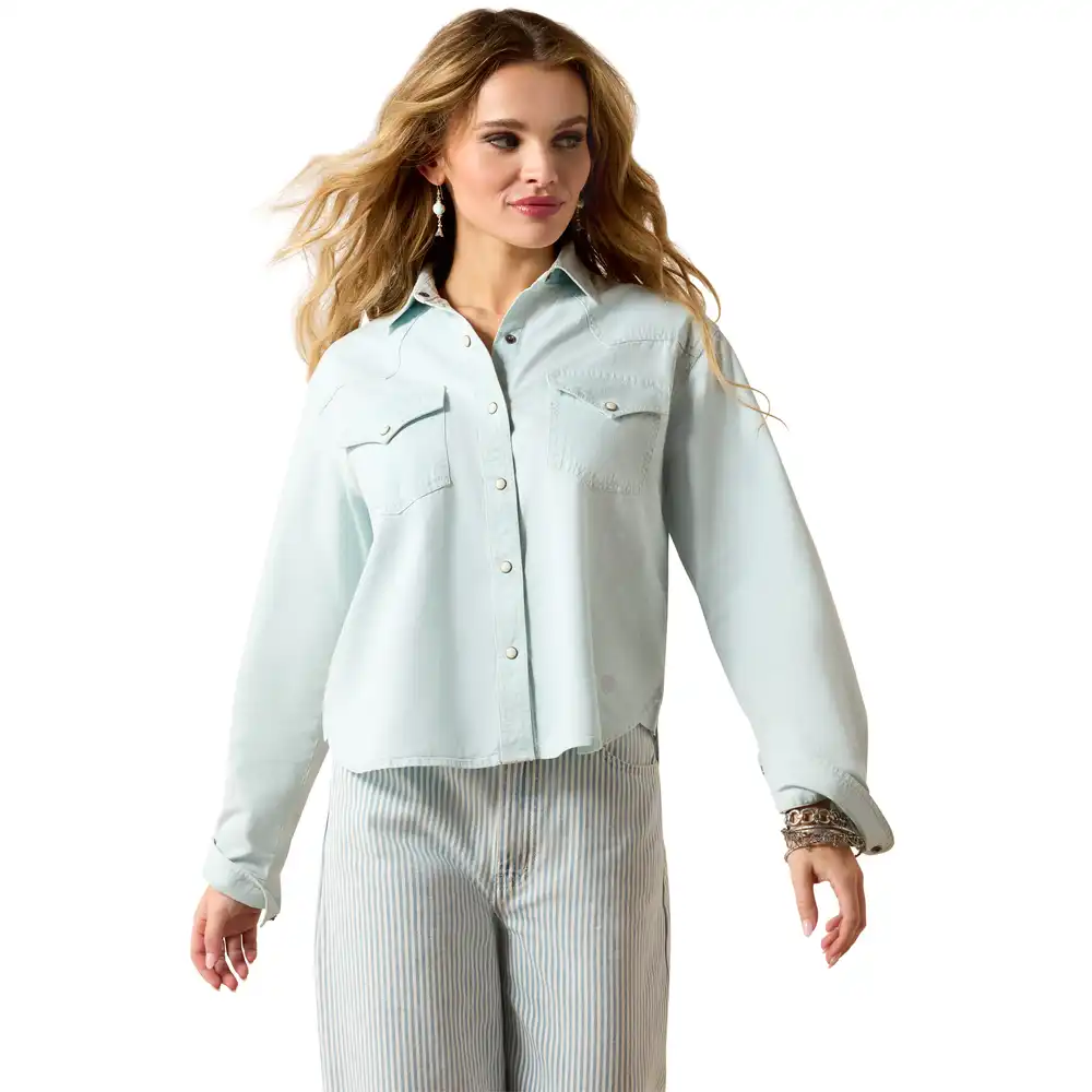 ariat women's long sleeve shirt light blue