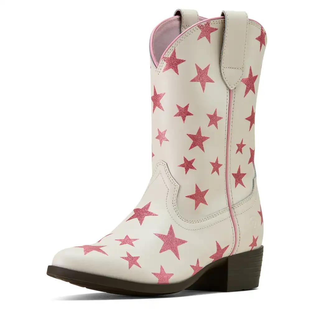 ariat girl's western boot pink stars