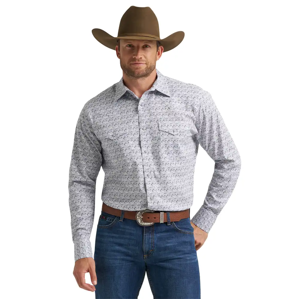 wrangler men's long sleeve shirt white