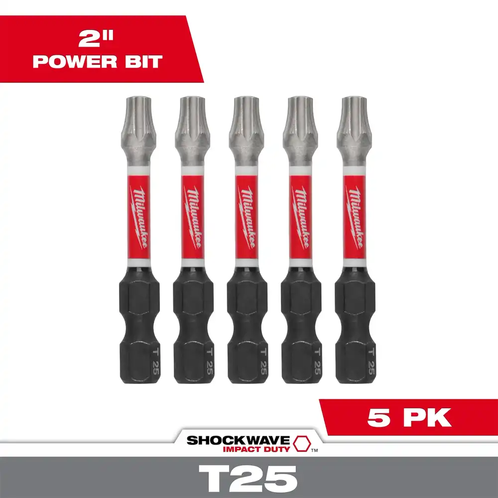 Shockwave T25 Torx Bit, 2-In., 5-Pack.