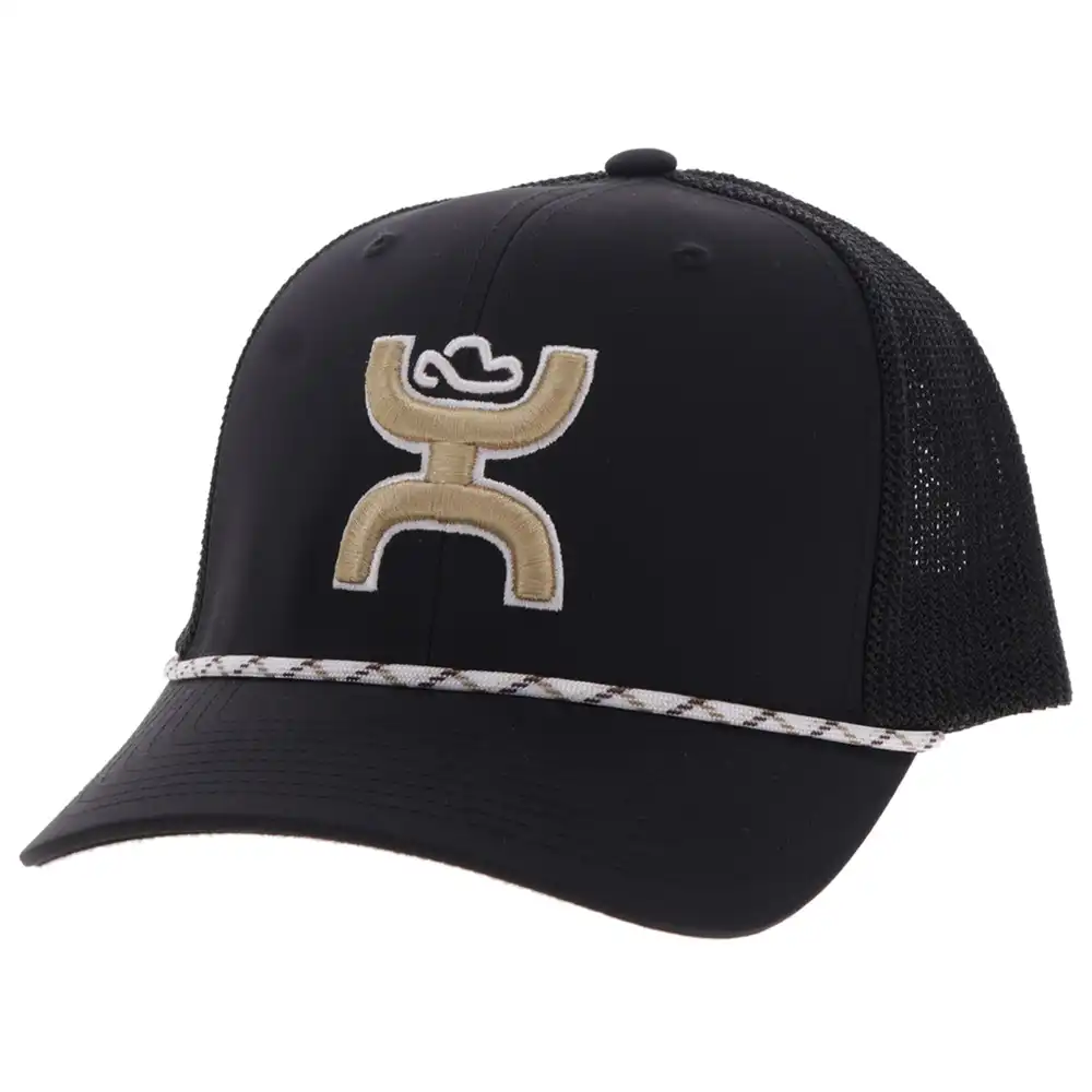 hooey sterling embroidered logo cap black and tan