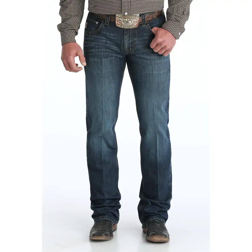 men's cinch bootcut jeans dark wash