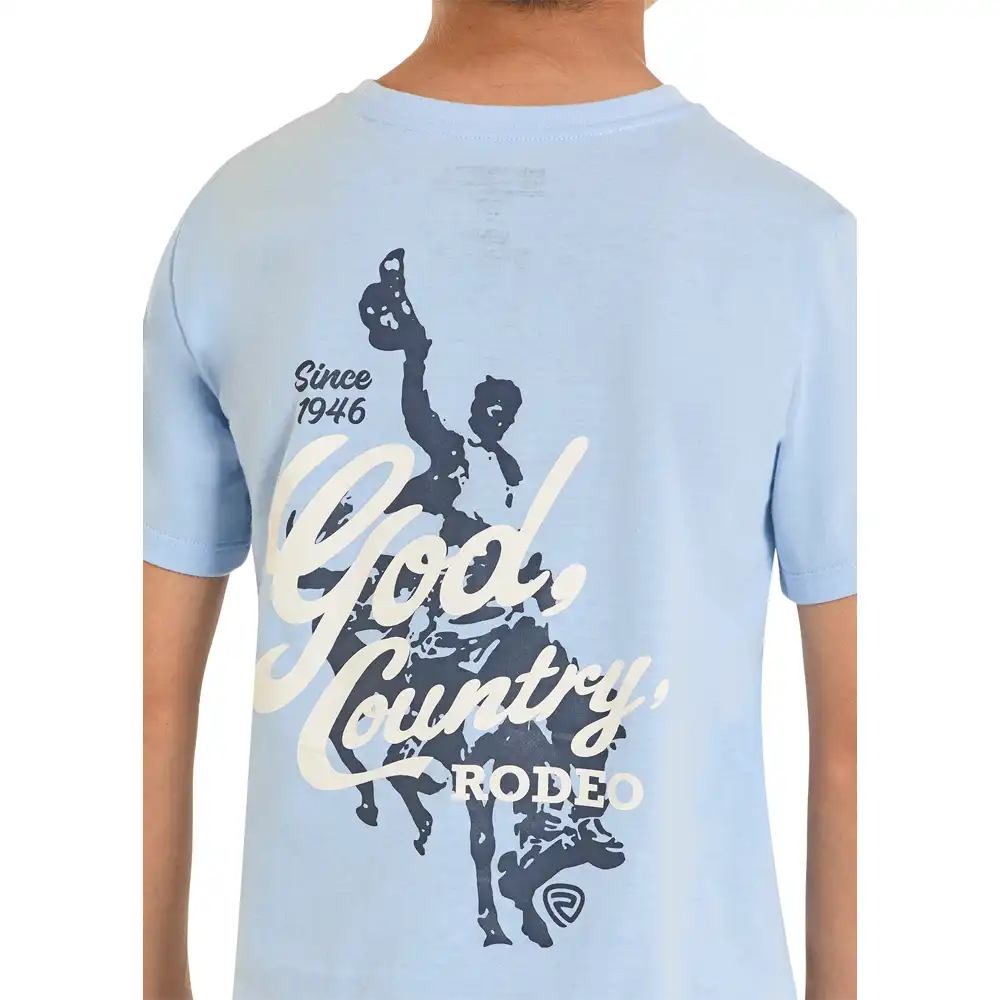 rock & roll denim boy's graphic tee shirt blue