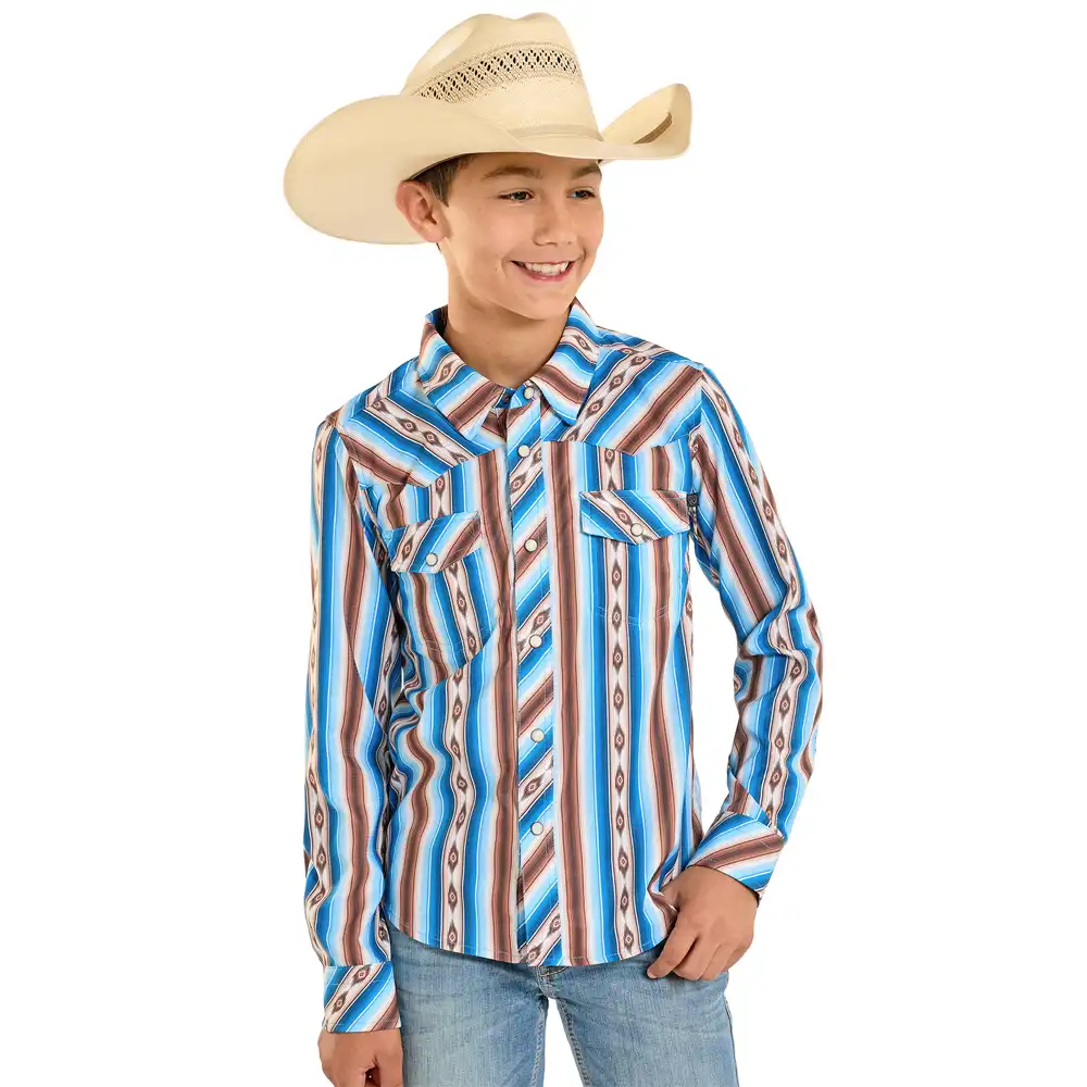 rock & roll denim boy's long sleeve shirt serape printed