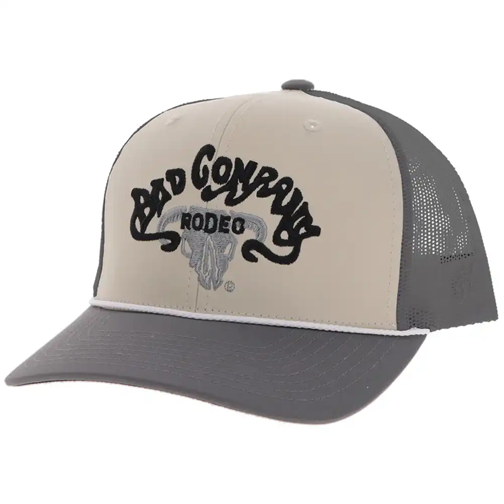 hooey bad company hat cream and grey