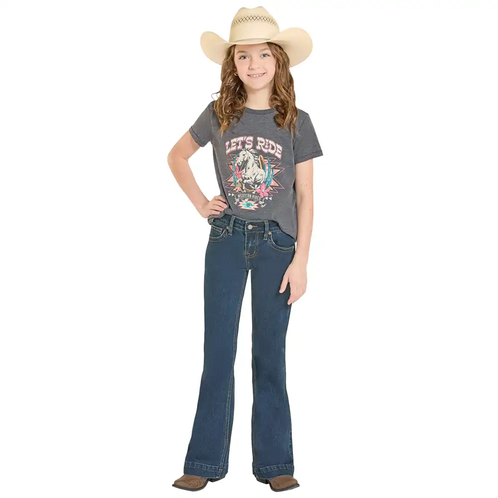 rock and roll denim girl's trouser jeans dark wash