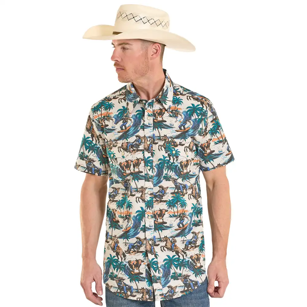 men's short sleeve shirt tropical beige