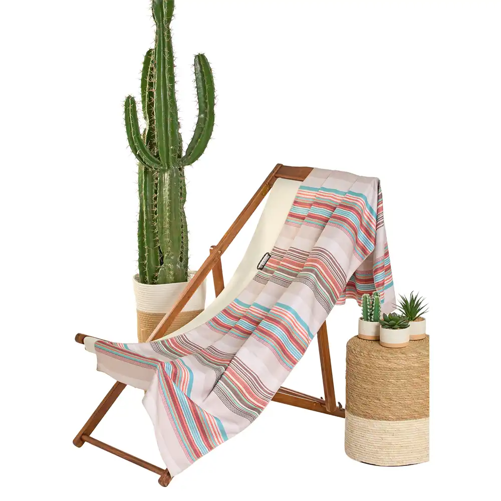 rock & roll denim stripe towel tan