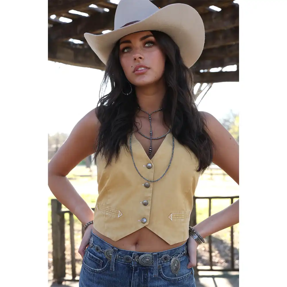 cruel denim women's gold vest