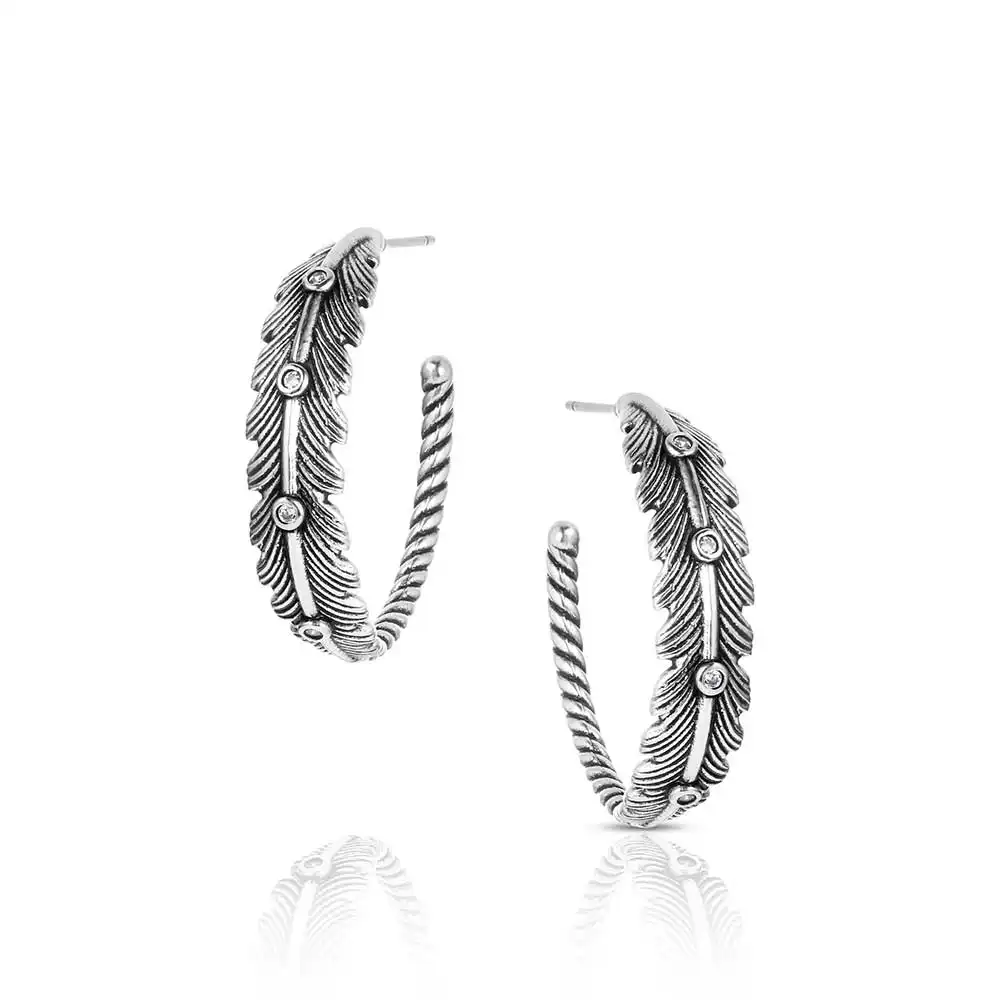 montana silversmiths feathered path hoop earrings