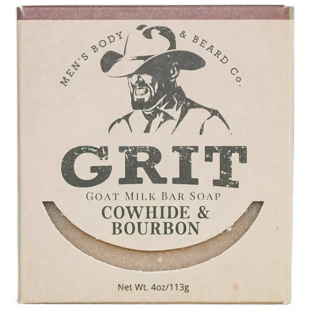 grit cowhide and bourbon bar soap
