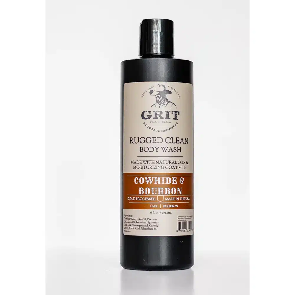 grit cowhide and bourbon body wash