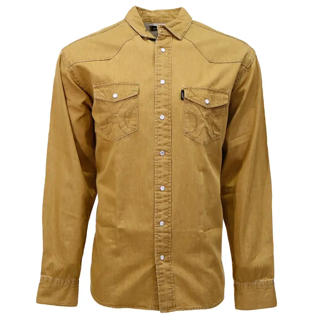 hooey men's long sleeve shirt denim tan