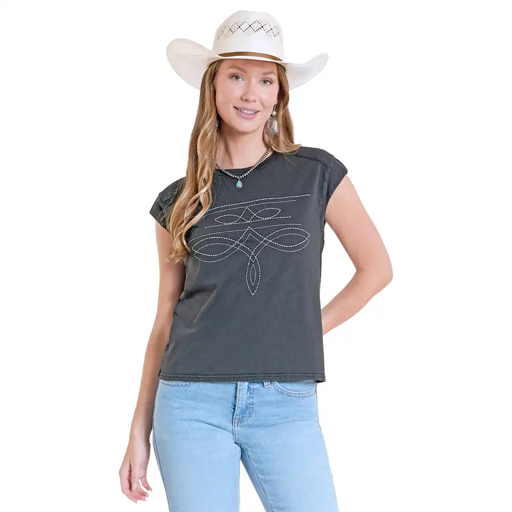 panhandle slim denim women's embroidered tee shirt
