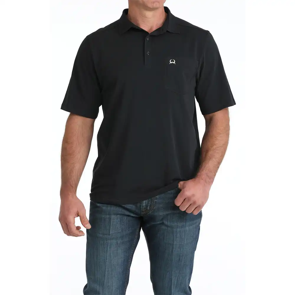 cinch men's polo black