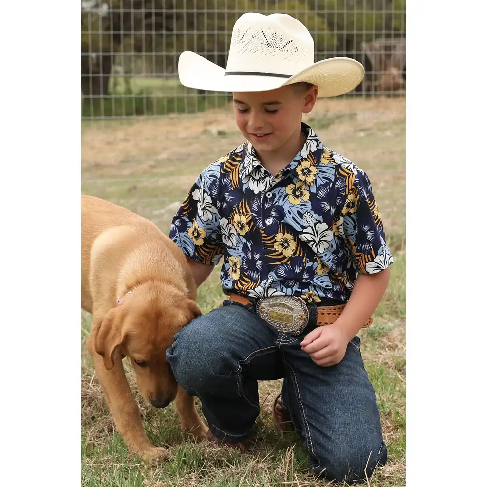 cinch boy's floral polo