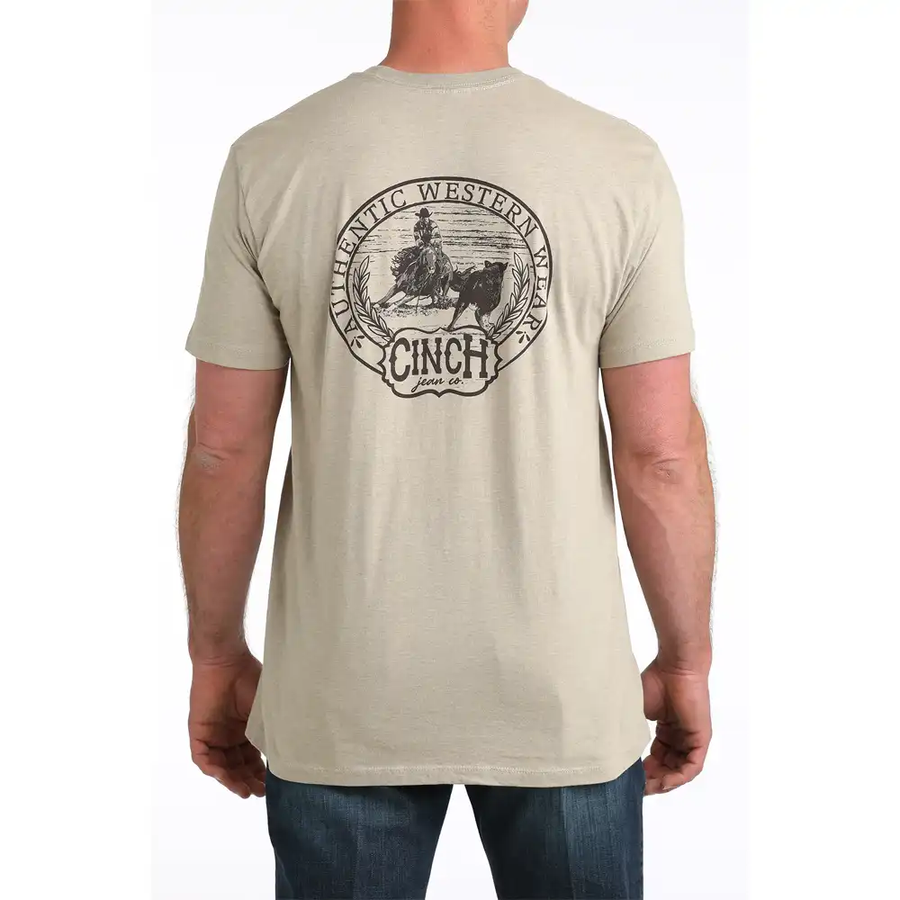 cinch men's graphic tee shirt beige