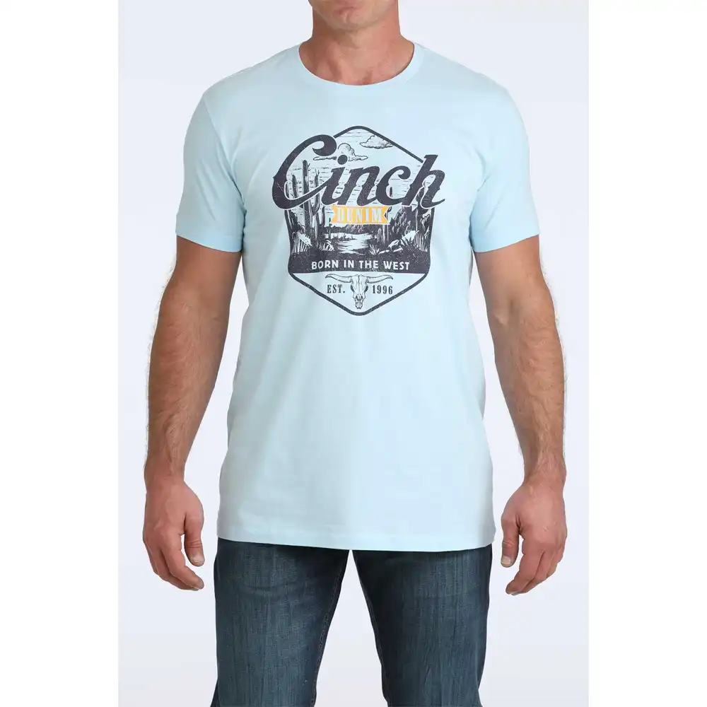 cinch men's brand tee shirt light blue
