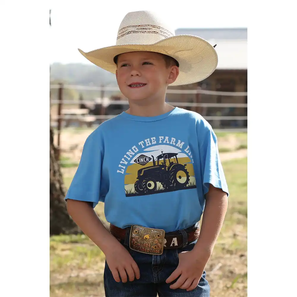 cinch boy's graphic tee shirt blue