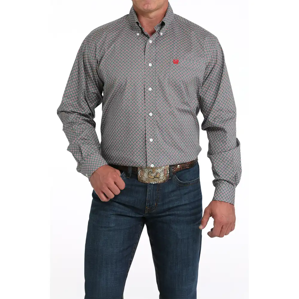 cinch men's long sleeve grey