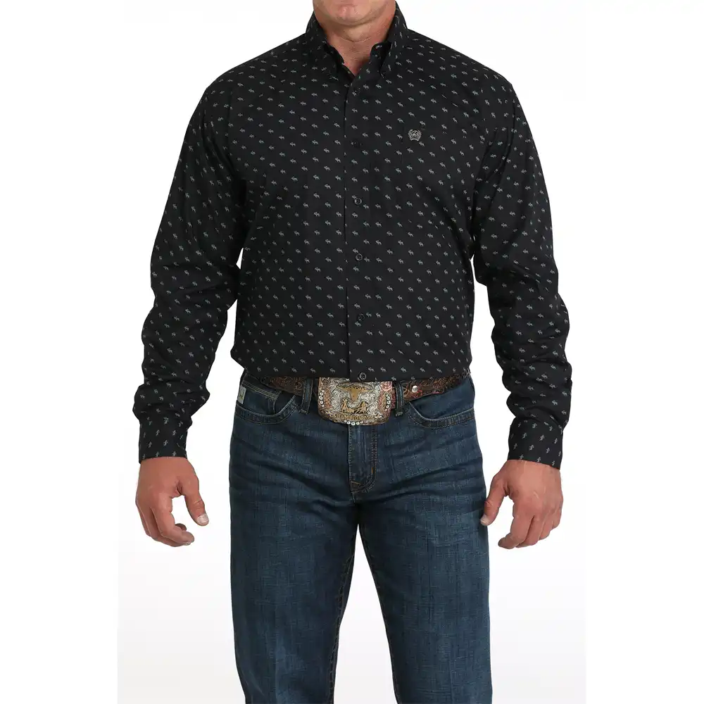 cinch men's long sleeve shirt black