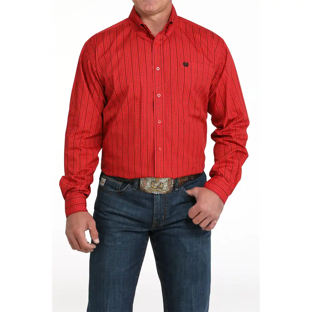 cinch men's long sleeve red