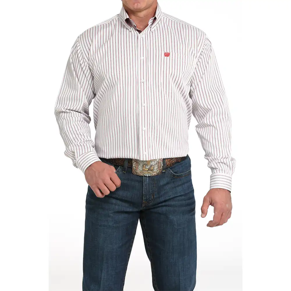cinch men's long sleeve shirt white