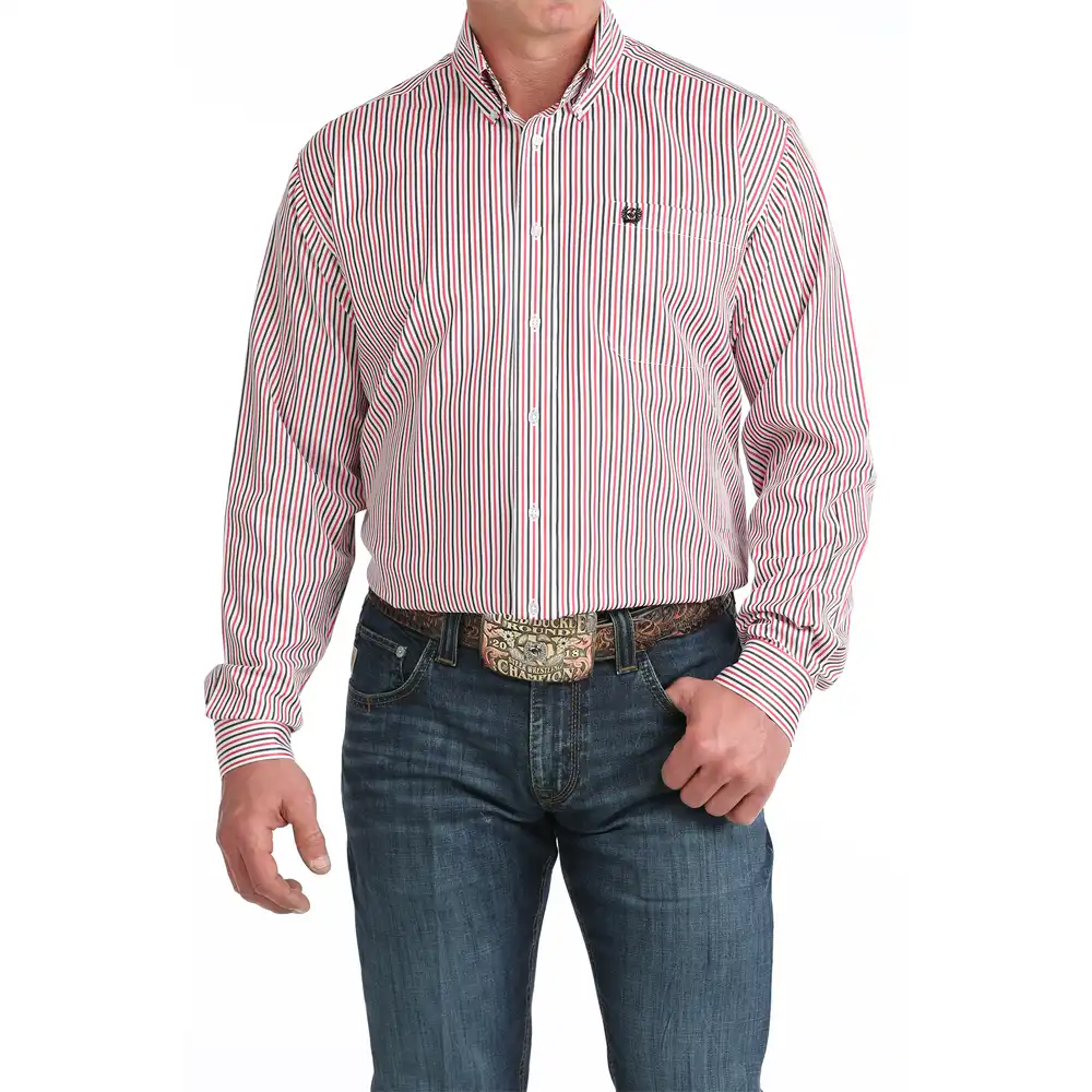 cinch men's long sleeve shirt striped