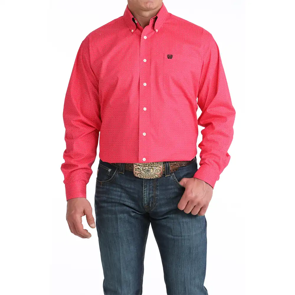 cinch men's long sleeve shirt pink