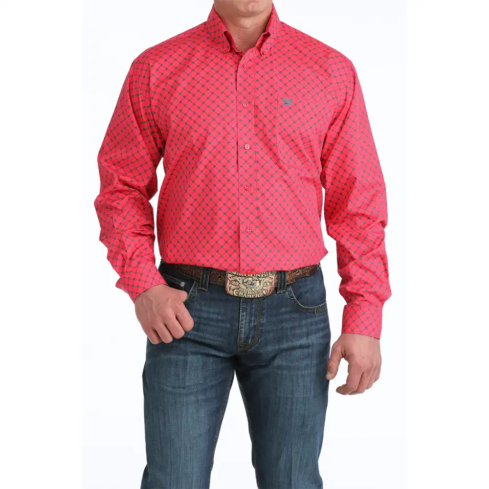 cinch men's long sleeve shirt pink