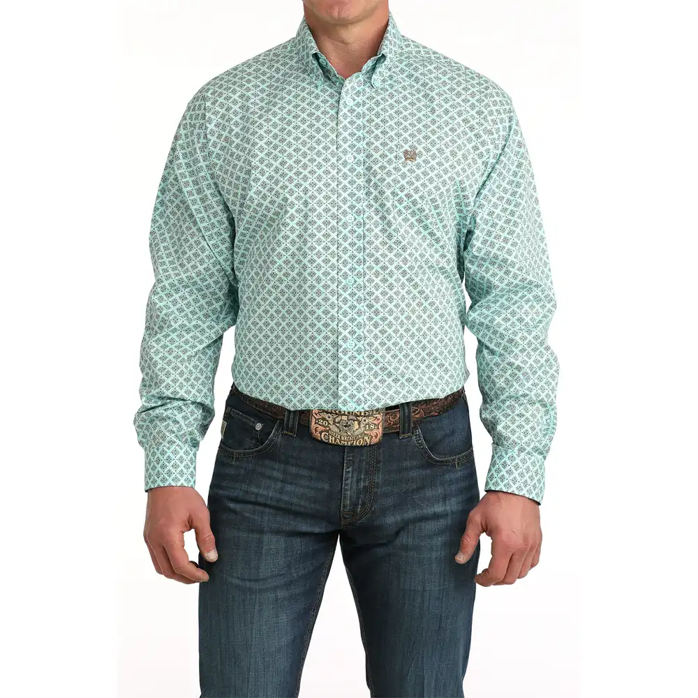 men's long sleeve shirt turquoise