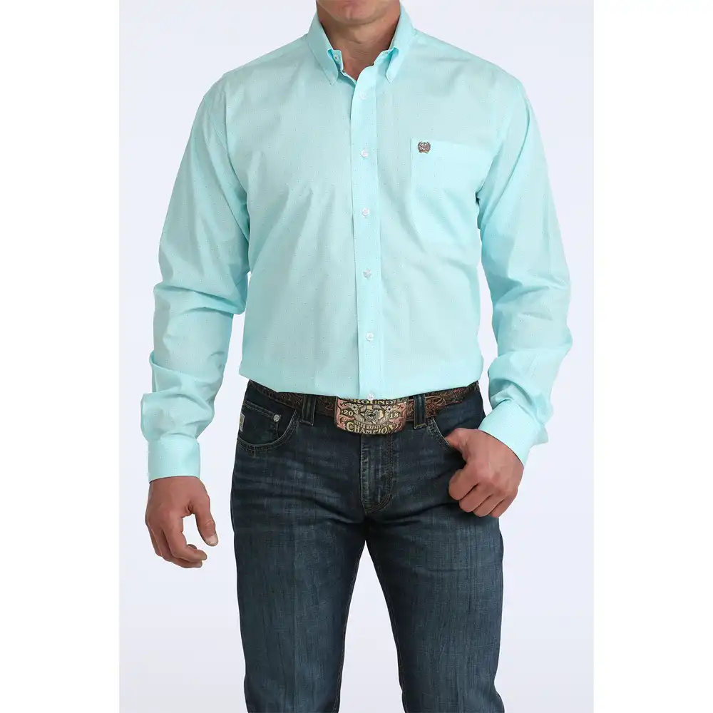 cinch men's long sleeve shirt solid light blue