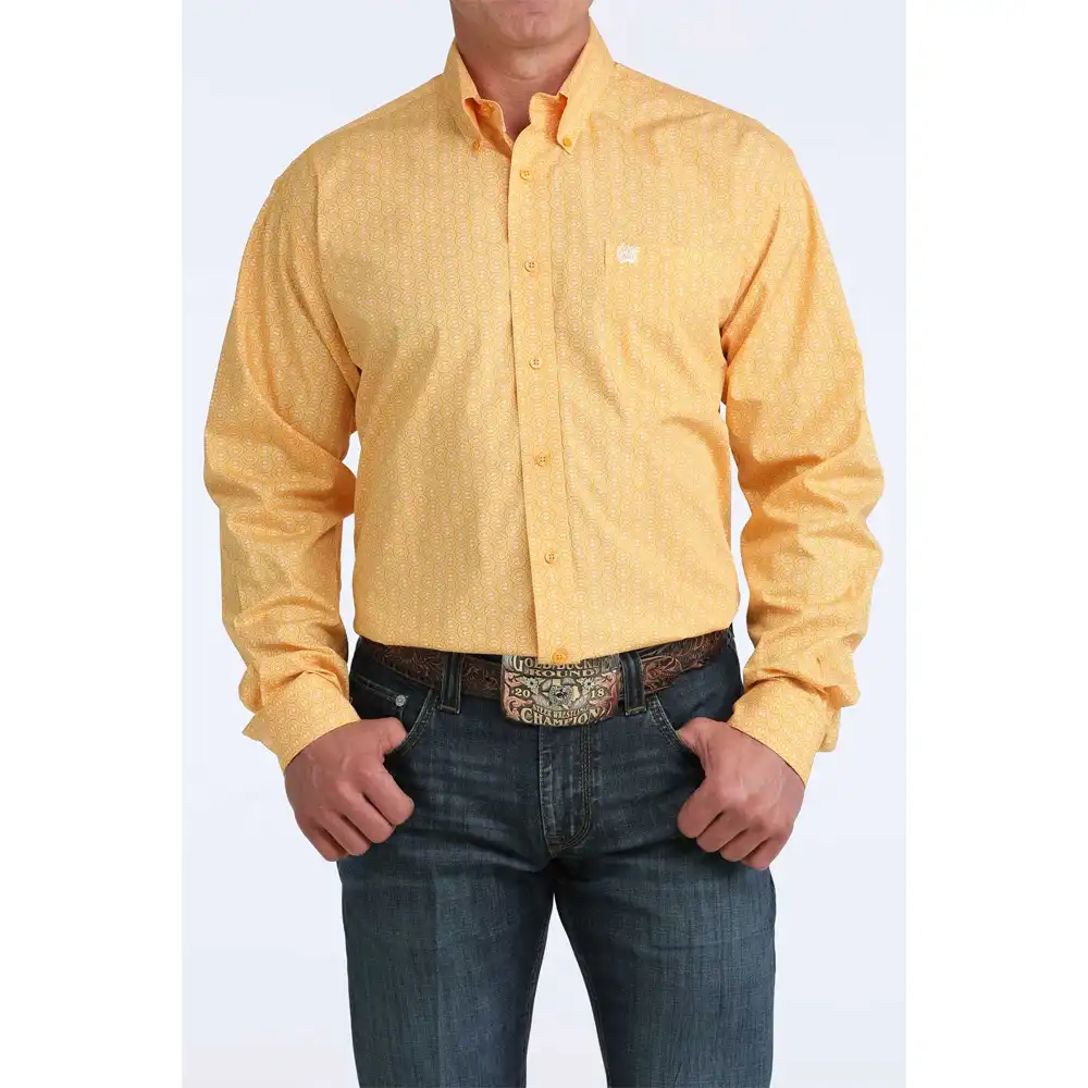 cinch men's long sleeve shirt gold