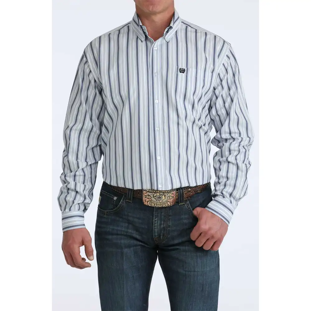 cinch men's long sleeve shirt light blue