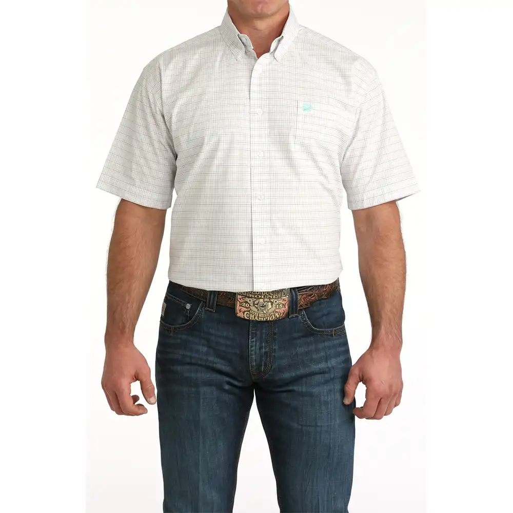 cinch men's short sleeve shirt white